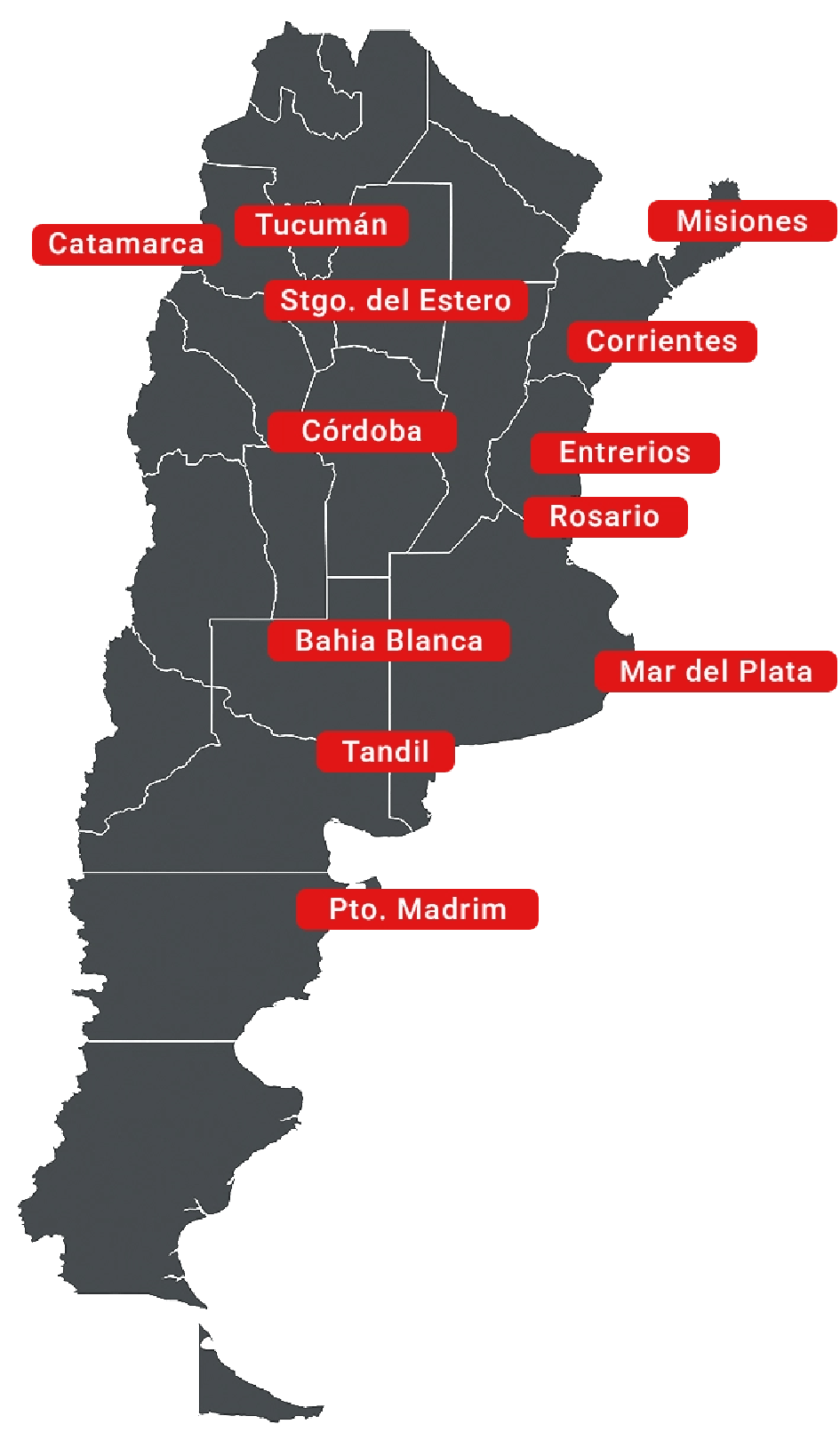 Mapa de Argentina con cobertura